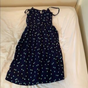 Blue dress with hearts.